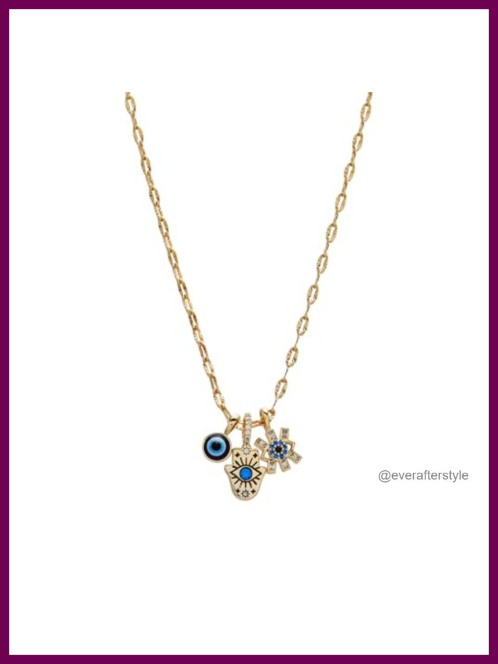 Silver Plated Brass Evil Eye Charm Pendant Necklace